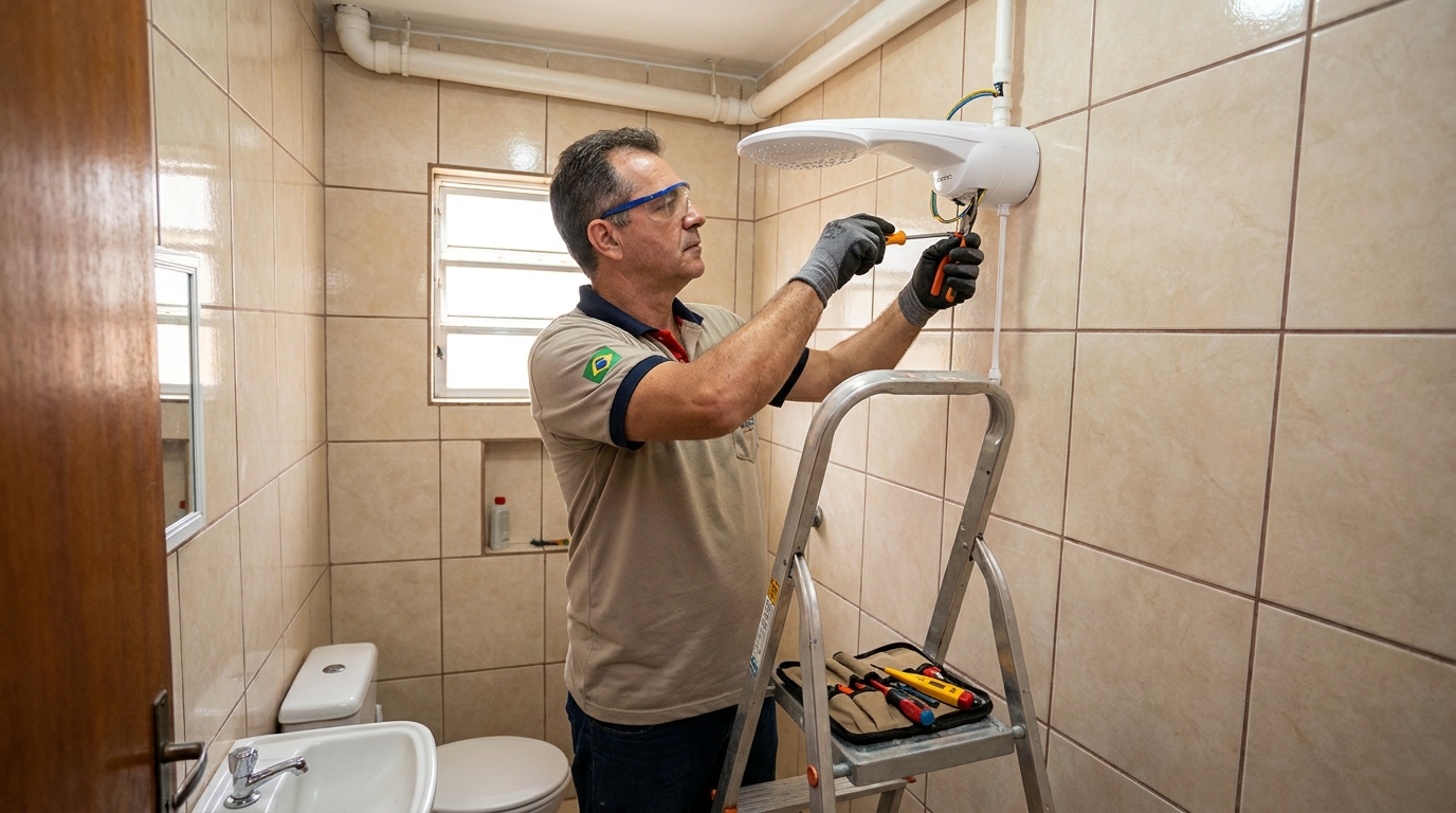 Substituição de Chuveiro Antigo no Comara, Rio Branco‑AC